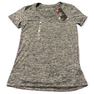 NWT | Heat Gear | Black & White Heather V-Neck Logo Shirt | Loose | XS